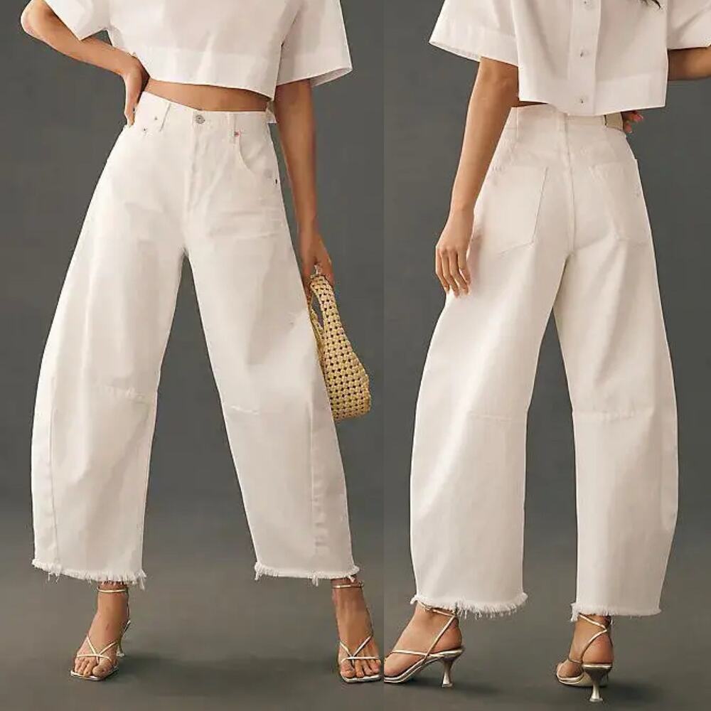 Citizens of Humanity Horseshoe Barrel Wide Leg Jeans White Denim Size 31